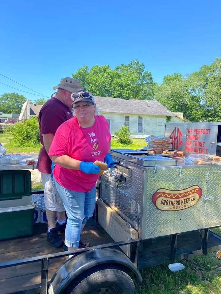 Brothers Keeper Church volunteers preparing hot dogs