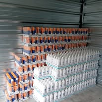 A large stockpile of personal-care products in storage