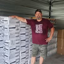 Stacks of donated boxes prepared in storage