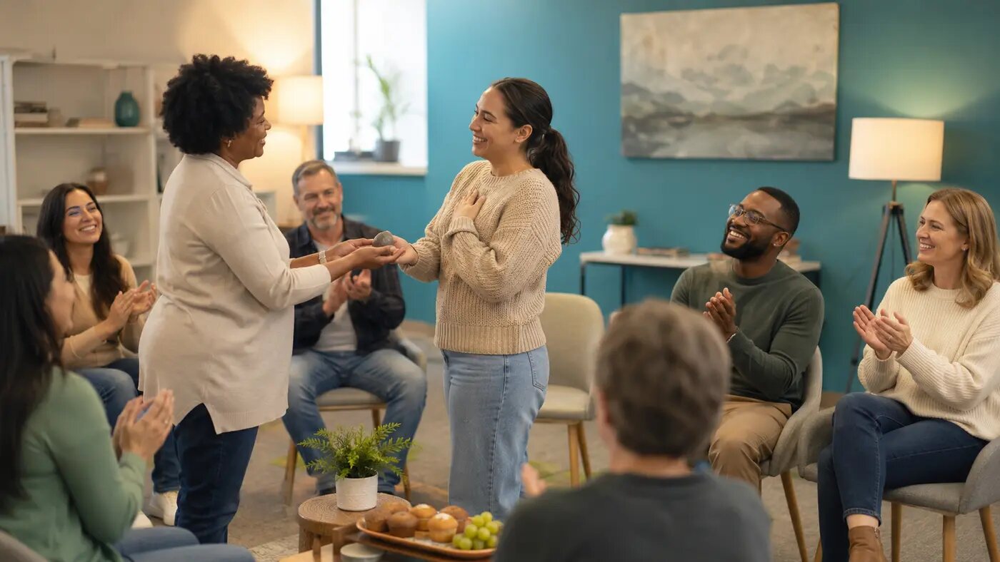 A recovery community celebrating a restored-life milestone
